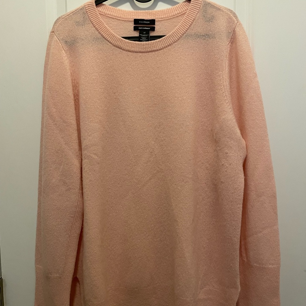 Halogen Pink Crew Neck Cashmere Sweater